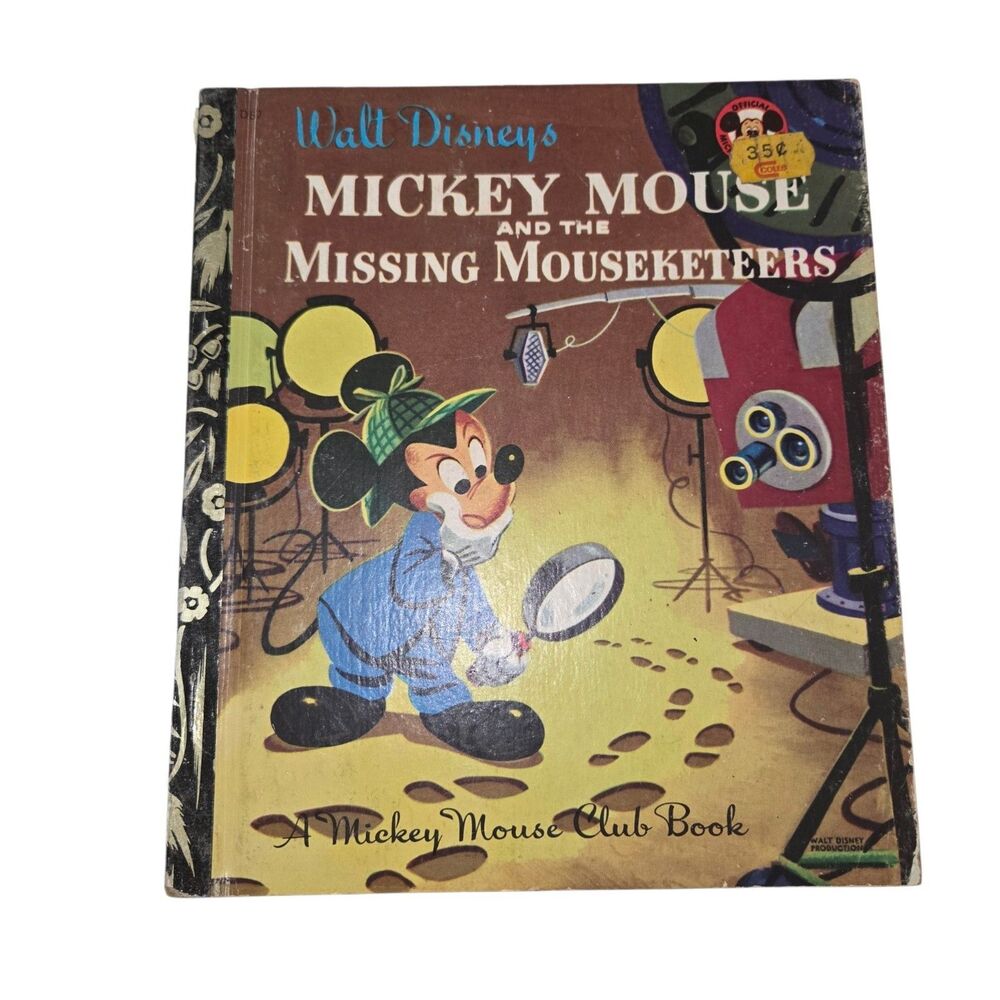 Vintage 1950s Little Golden Book Mickey Mouse & Missing Mouseketeers D67 Disney